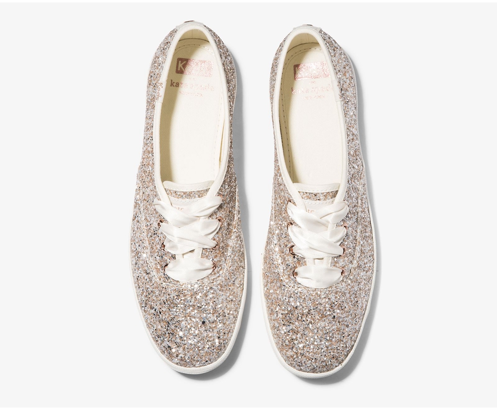 Basket Keds Femme Rose Doré - Kate Spade New York Champion Glitter - 769-UHMTWQ